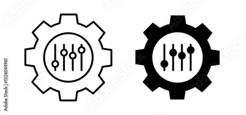 Mass customization vector icon set black filled and outlined style.