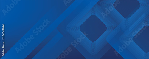Abstract blue background with glowing geometric lines. Modern blue gradient square shape design. Futuristic technology concept.