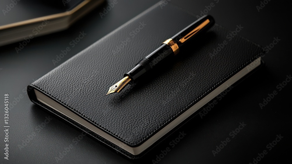 Elegant Pen and Notebook on Wooden Table Creating a Cozy Workspace Vibe Elegant Pen and Notebook on Wooden Table Creating a Cozy Workspace Vibe