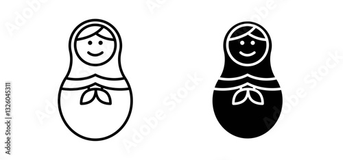 Nesting dolls vector icon set black filled and outlined style.