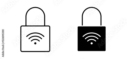 Nfc lock vector icon set black filled and outlined style.