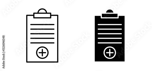 Prescription vector icon set black filled and outlined style.