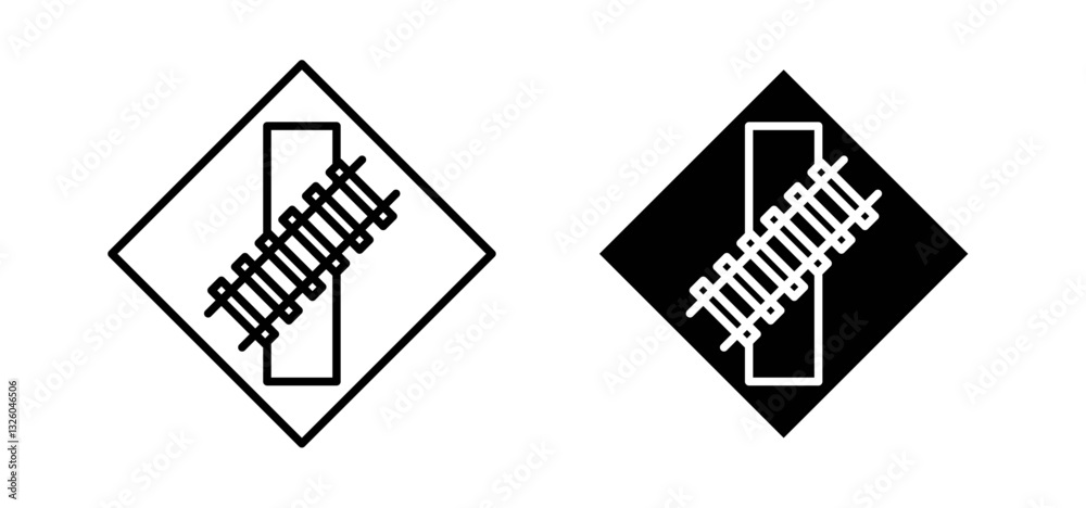 Railroad crossing sign set in black and blue colors on white background Railroad crossing sign set in black and blue colors on white background