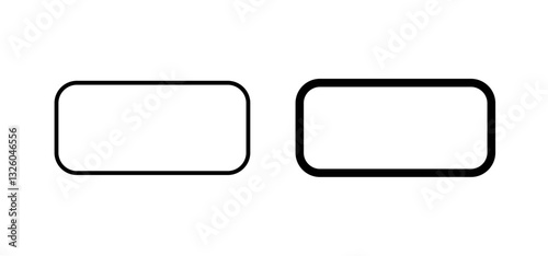 Rectangle panoramic vector icon set black filled and outlined style.