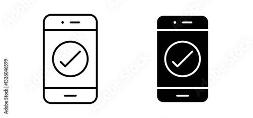 Reservation smartphone vector icon set black filled and outlined style.