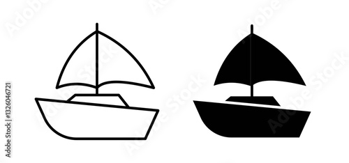 Sailboat vector icon set black filled and outlined style.