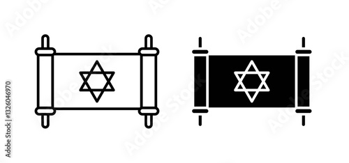 Scroll Torah vector icon set black filled and outlined style.