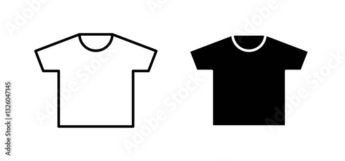 Shirt vector icon set black filled and outlined style.