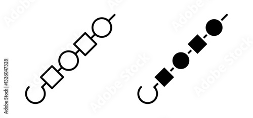 Skewer vector icon set black filled and outlined style.