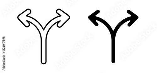 Split vector icon set black filled and outlined style.