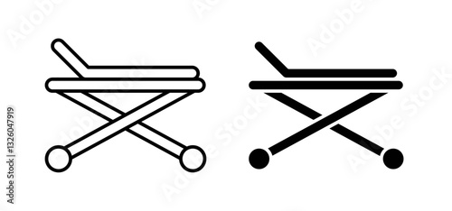 Stretcher vector icon set black filled and outlined style.