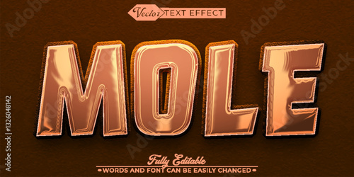 Cartoon Brown Mole Vector Editable Text Effect Template