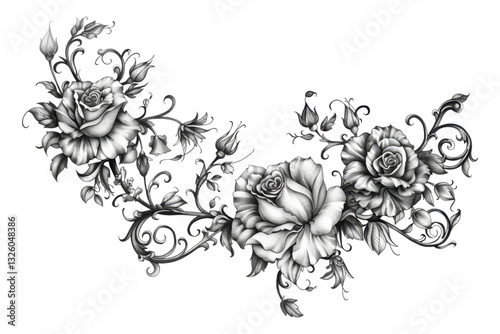 cutoutIntricate Black and White Rose Illustration