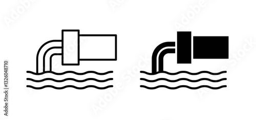 Wastewater vector icon set black filled and outlined style.