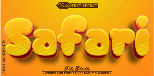 Canvas Print Cartoon Orange Safari Vector Editable Text Effect Template