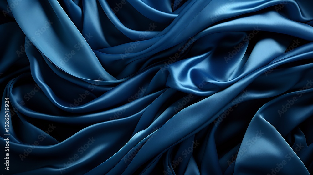 Deep Blue Silk Drape for Luxurious Texture Background. Deep Blue Silk Drape for Luxurious Texture Background.