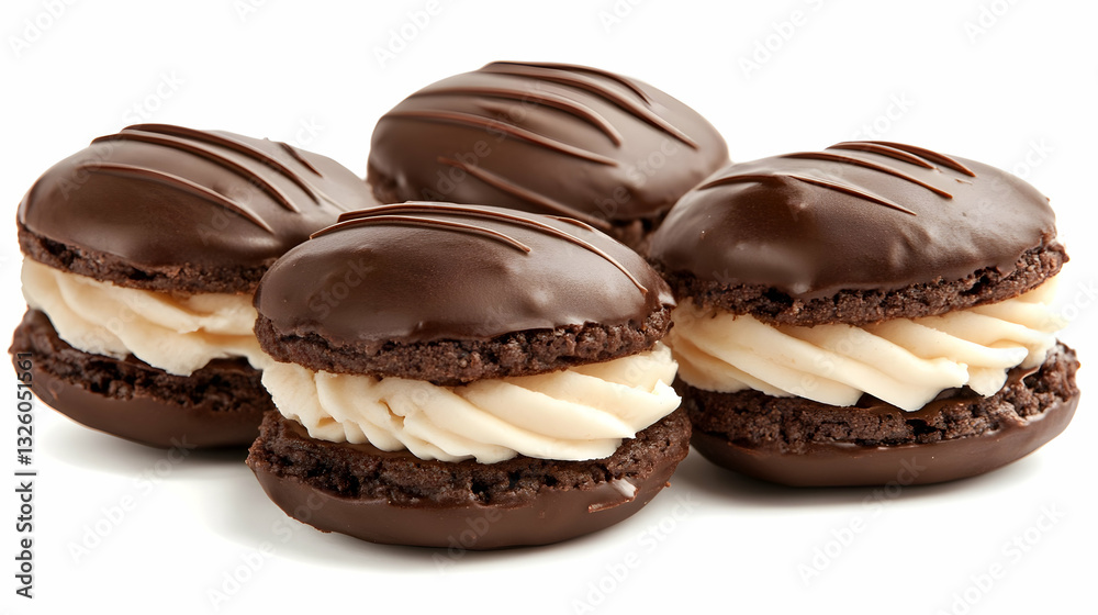 Four Chocolate Covered Cookies With Creamy Filling Four Chocolate Covered Cookies With Creamy Filling