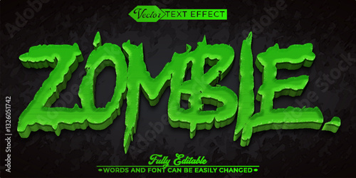 Green Zombie Creature Vector Editable Text Effect Template