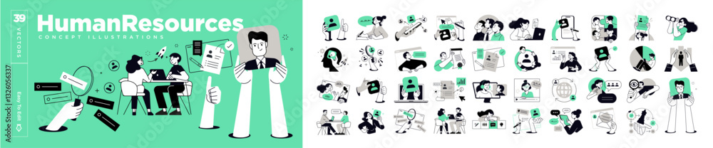 custom made wallpaper toronto digitalHuman resources concept illustrations. Set of people vector illustrations in various activities of employment, career, teamwork, job interview, improvement of business skills, management.