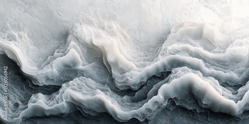 An intricately layered canvas of gray, showcasing textures in shades of white, gray, and black, revealing depth and complexity