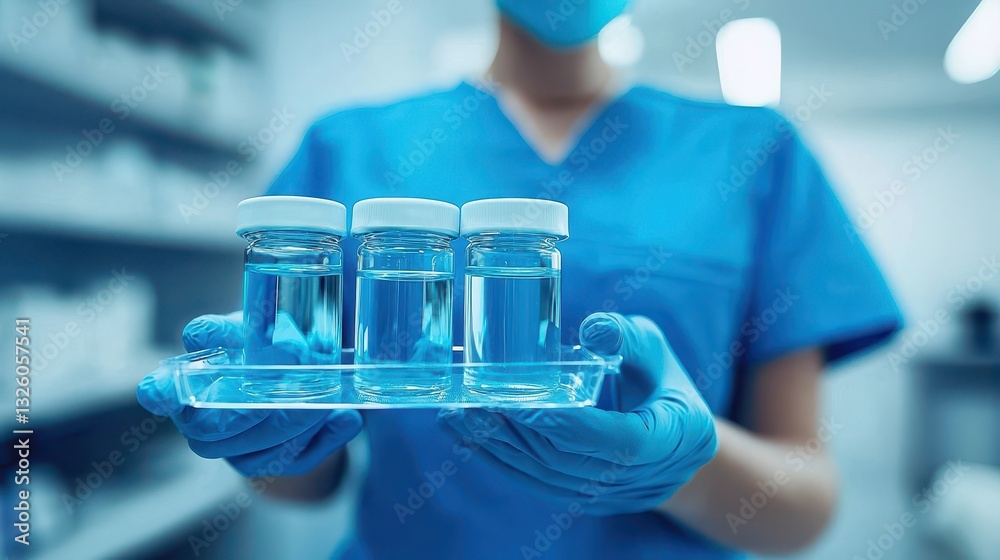 Medical Professional Holding Vials in Laboratory Environment Medical Professional Holding Vials in Laboratory Environment
