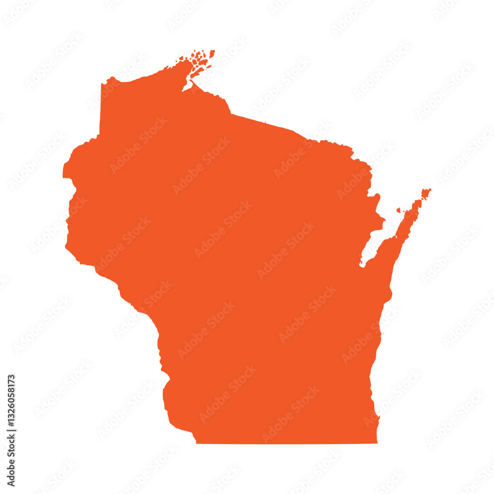 Obraz premium Wisconsin State vector map orange