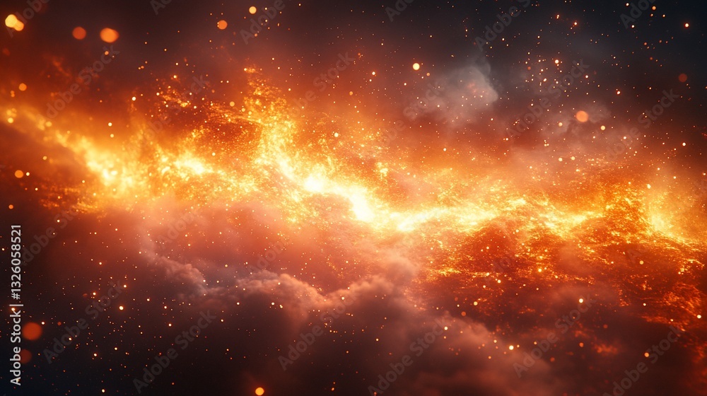 Naklejka premium Fiery Nebula in Deep Space