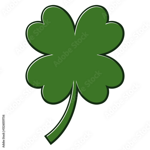 Trèfle chanceux, symbole du jour de la Saint Patrick, trèfle à quatre feuilles, vert, vecteur