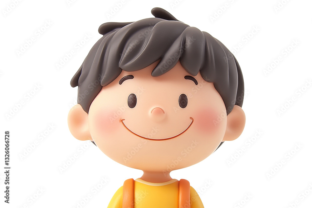 Cute cartoon boy character with big smile and round face Cute cartoon boy character with big smile and round face