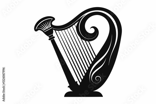 harp line art silhouette vector illustration