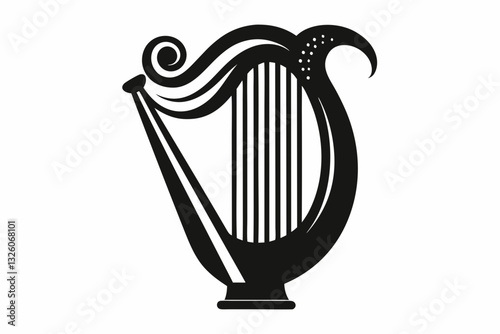 harp line art silhouette vector illustration