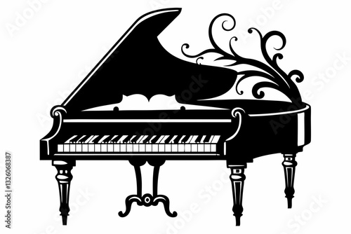 harpsichord line art silhouette vector illustration