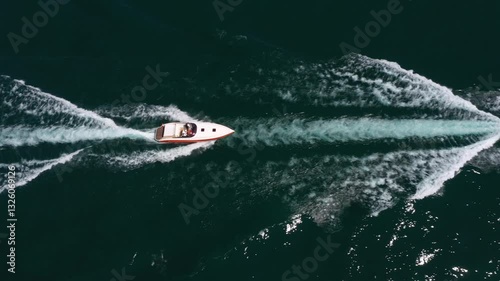 Wallpaper Mural Fast Movement of a Big Luxury White Orange Speed Boat: 4K Drone Video with Stunning Aerial Views Over Italian Waters Torontodigital.ca