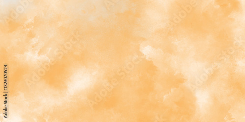 Abstract Background yellow watercolor texture,The color splashing on the paper. It is a hand drawn.tinted with light and deep stains of yellow watercolor. Banner format,Hand drawn abstract,