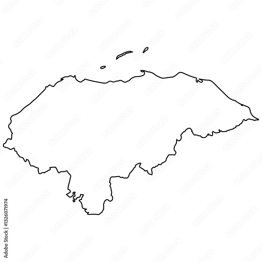 Honduras Horizon Tropical Map Outline in Bold Contrast Honduras Horizon Tropical Map Outline in Bold Contrast