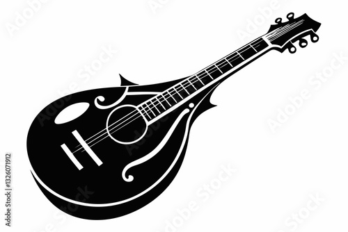 mandolin line art silhouette vector illustration