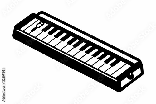 melodica line art silhouette vector illustration