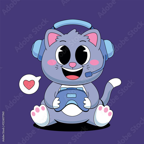 Cute cat playing game
