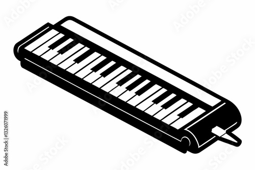 melodica line art silhouette vector illustration