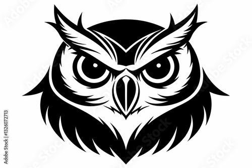 owl head line art silhouette vector illustration