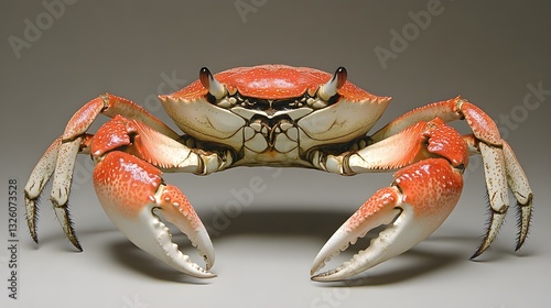 Isolated red crab, a cooked shellfish meal on white photo