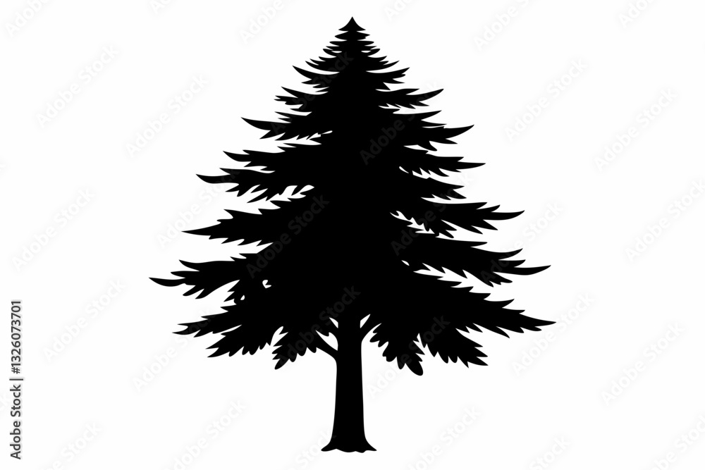 Fototapeta premium pine tree line art silhouette vector illustration