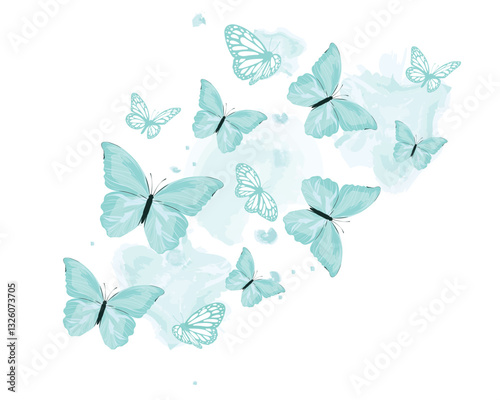 blue butterfly hand drawn design vector hand drawn