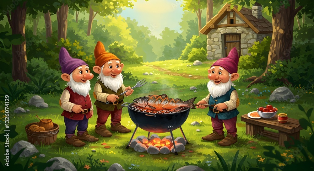 Obraz premium Los enanos están celebrando una fiesta de carne.