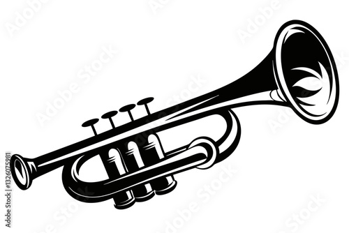trumpet line art silhouette vector illustration