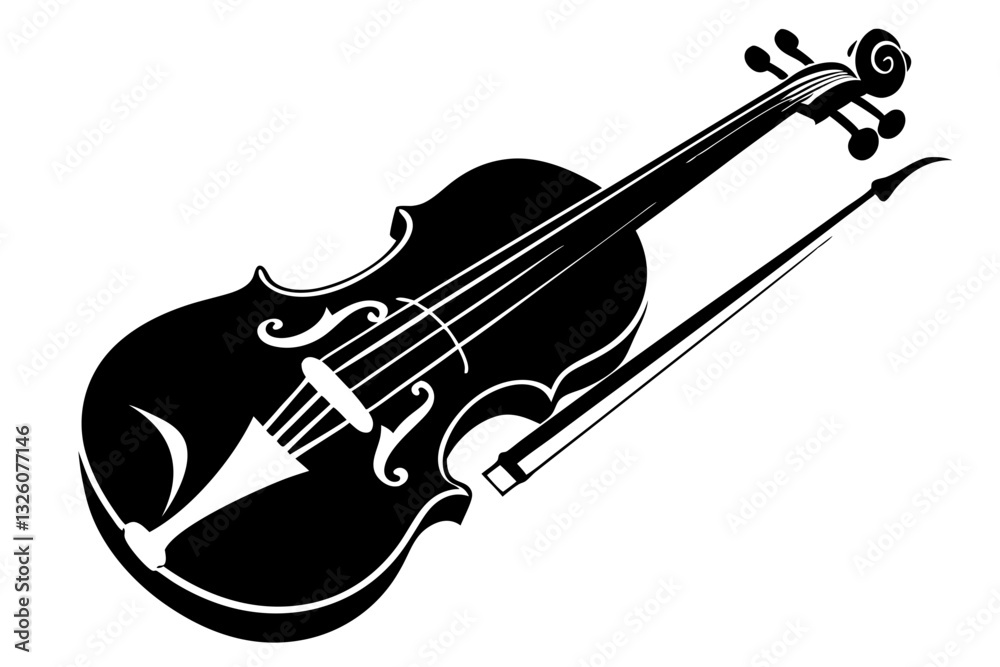 Obraz premium violin line art silhouette vector illustration