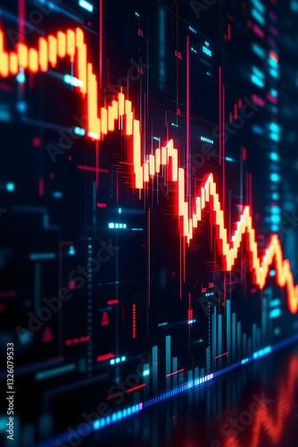 Chute des marchés financiers avec graphique rouge en baisse