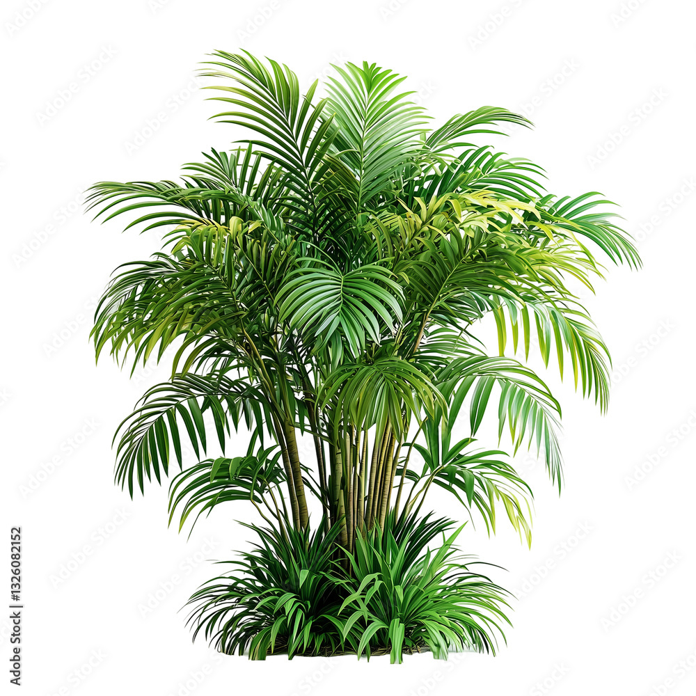 Obraz premium Lush tropical plant arrangement, perfect for botanical decor, isolated on transparent bckground 