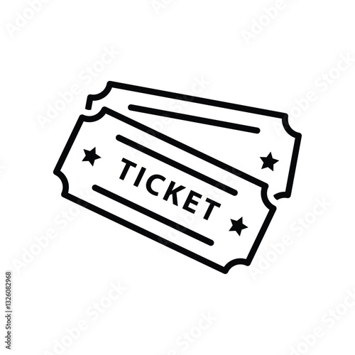 ticket icon flat design outlines