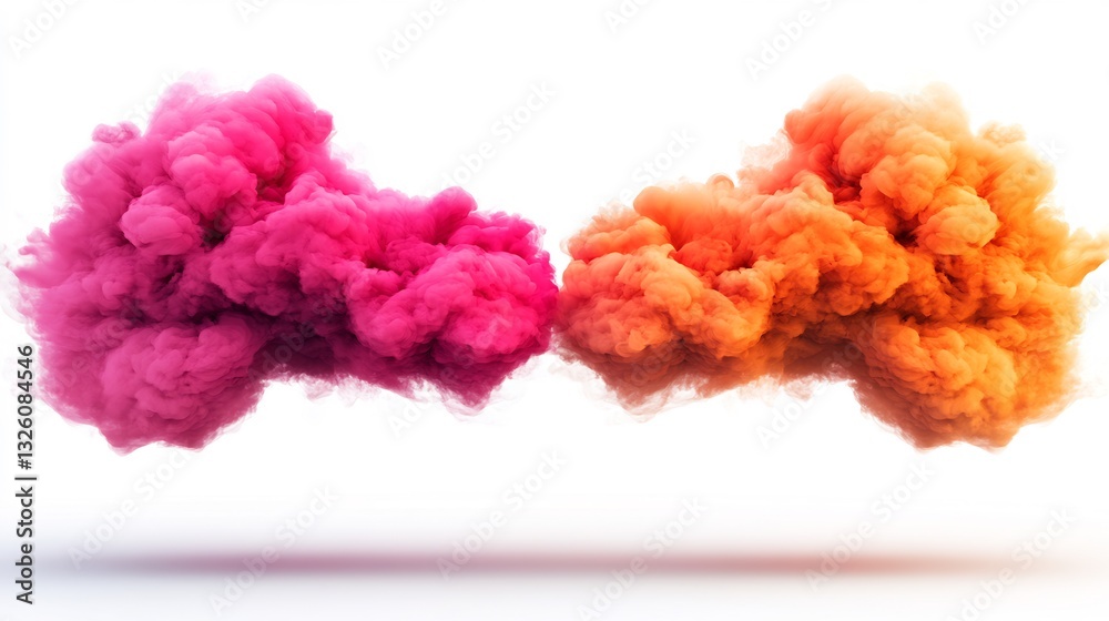 Pink and Orange Ink Clouds on White Background. Pink and Orange Ink Clouds on White Background.